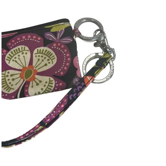 Vera Bradley Black Multicolor Floral ID/Badge Wallet w Clip & Keychains Cottage - Picture 4 of 5